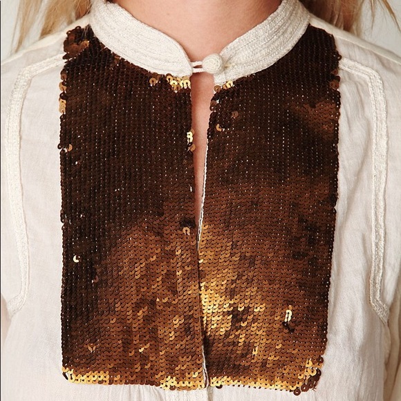 Free People/New Romantics | sequin button up - Picture 2 of 7